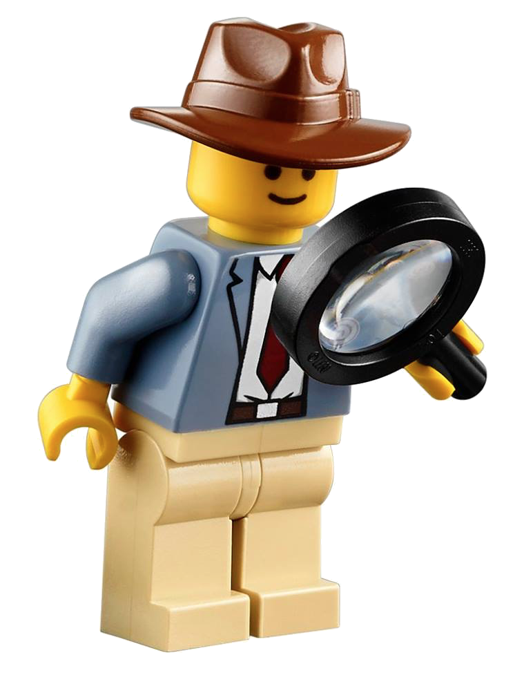 Lego minifig with maginfying glass